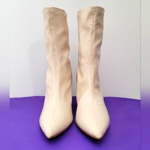 ASOS "Truffle Collection" Fit Heeled Creme Sock Boot
